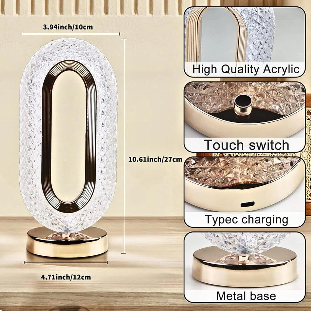 Elegant Crystal Oval LED Table Lamp