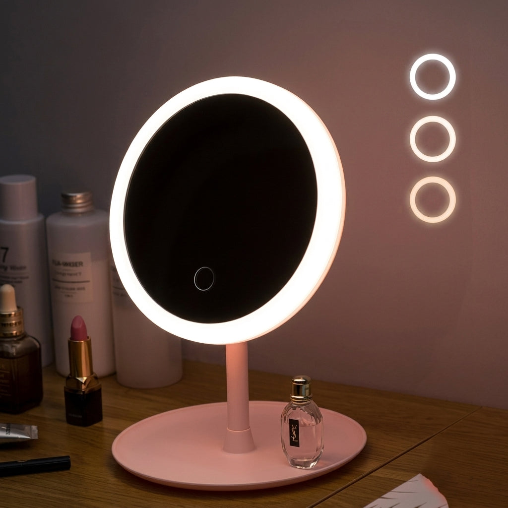 Led round make up mirror